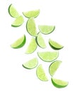 Set of juicy ripe limes on background Royalty Free Stock Photo