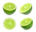 Set of juicy ripe limes on white Royalty Free Stock Photo