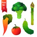 Set of juicy vegetables, green broccoli and