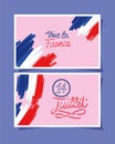 set of 14 juillet postcards