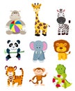 Set of jungle cartoon animals