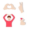 Set of K-pop emoji. Man making a heart symbol