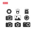 Set of kamera, image, flash, diafragma, lens and memory vector i Royalty Free Stock Photo