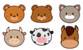 Set of kawaii animal emoticons Vector Royalty Free Stock Photo
