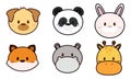 Set of kawaii animal emoticons Vector Royalty Free Stock Photo
