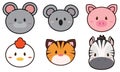 Set of kawaii animal emoticons Vector Royalty Free Stock Photo