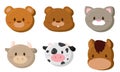 Set of kawaii animal emoticons Vector Royalty Free Stock Photo