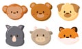 Set of kawaii animal emoticons Vector Royalty Free Stock Photo