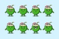 Set kawaii coconut cartoon different expressions Royalty Free Stock Photo