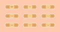 Set of kawaii and cute bandaid character Icons In Different Expressions. Flat design of Adhesive bandage. Vector illustration. Royalty Free Stock Photo