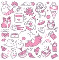 Set of kawaii doodles design element Royalty Free Stock Photo