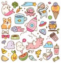 Set of kawaii doodles design element Royalty Free Stock Photo