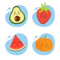 Set of 4 Kawaii Fruit