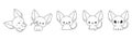 Set of Kawaii Isolated Abyssinian Kitten Coloring Page. Collection of Cute Vector Cartoon Baby Pet Outline for Stickers
