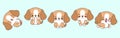 Set of Kawaii Isolated Beagle Dog. Collection of Vector Cartoon Puppy Illustrations for Stickers, Baby Shower, Coloring Royalty Free Stock Photo