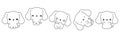 Set of Kawaii Isolated Dachshund Dog Coloring Page. Collection of Cute Vector Cartoon Puppy Outline for Stickers, Baby