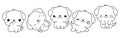 Set of Kawaii Isolated Dog Coloring Page. Collection of Cute Vector Cartoon Rottweiler Dog Outline for Stickers, Baby