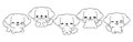 Set of Kawaii Isolated Labrador Retriever Labrador Retriever Dog Coloring Page. Collection of Cute Vector Cartoon Dog