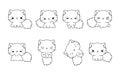 Set of Kawaii Isolated Persian Cat Coloring Page. Collection of Cute Vector Cartoon Kitten Outline for Stickers, Baby