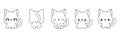 Set of Kawaii Isolated Siamese Cat Coloring Page. Collection of Cute Vector Cartoon Kitten Outline for Stickers, Baby Royalty Free Stock Photo