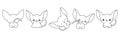 Set of Kawaii Isolated Sphynx Cat Coloring Page. Collection of Cute Vector Cartoon Baby Cat Outline for Stickers, Baby