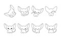 Set of Kawaii Isolated Sphynx Cat Coloring Page. Collection of Cute Vector Cartoon Baby Cat Outline for Stickers, Baby