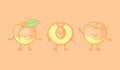 Set of kawaii peach characters