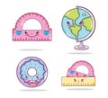 Set of kawaii school utensils