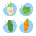 Set of 4 Kawaii Vegetables