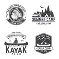 Set of kayak club badge. Vector illustration. Royalty Free Stock Photo