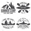 Set of kayak club badges. Vector illustration. Royalty Free Stock Photo