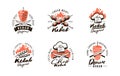 Set of Kebab, BBQ labels. Design elements for logo, badge, emblem, restaurant menu, flyer