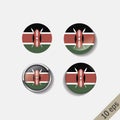 Set of KENYA flags round badges. Royalty Free Stock Photo