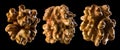 Set of kernel walnut isolated on a black background Royalty Free Stock Photo