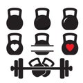 Set of kettlebell icons isolated on white background