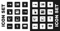 Set Key broke inside of padlock, House intercom system, Open, Broken key, card, Car with remote and Marked icon. Vector