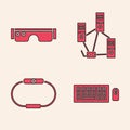 Set Keyboard and mouse, Smart glasses, Computer network and Smartwatch icon. Vector Royalty Free Stock Photo