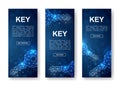 Set of Keys blue vertical banners. Key low poly symbols for vertical advertising banners template. Security, secret Royalty Free Stock Photo