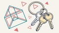 Set of Keys with Geometric Fobs. Essential for Security and Property. vector design Generative AI Royalty Free Stock Photo
