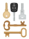 Set keys icons. Classic, vintage, car, modern style. Flat illustration Royalty Free Stock Photo