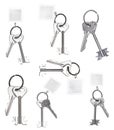 Set of keys on keyring isolated on white Royalty Free Stock Photo