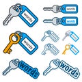 Set of keys with the text - Words - on their tags