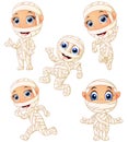 Set of kid wearing mummy costume character