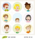 Set of kids avatar icons