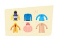 Set of clothes for boys and girls in different weather.