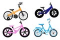 Set of kids bikes. Bicycles for children, for boys and for girls. Icons, vector, flat design Royalty Free Stock Photo