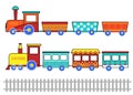 Set of kids cartoon trains. Royalty Free Stock Photo