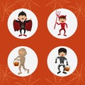 Set of kids halloween costumes Royalty Free Stock Photo