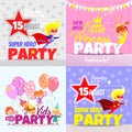 Set with kids party invitation design concepts.