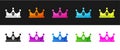 Set King crown icon isolated on black and white background.  Vector Royalty Free Stock Photo